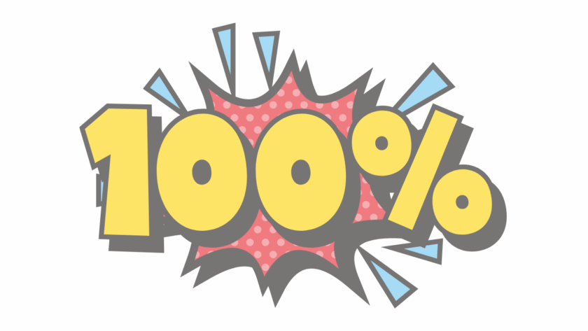 An inspirational graphic illustrating how attitude completes the idea of giving 100 percent in work and life.