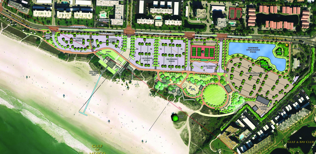Landscape master plan rendering showing the entire siesta beach redevelopment plan. 